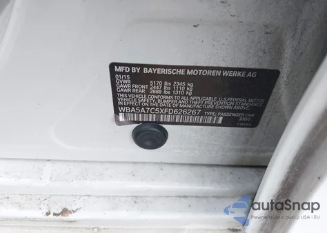 2015 BMW 528I xDrive from USA, damaged, VIN WBA5A7C5XFD626267